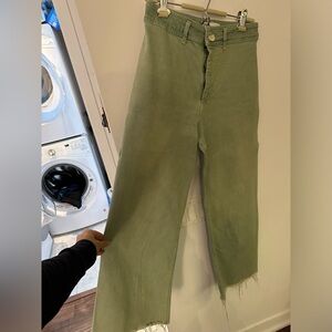 Cute wide leg high waisted Zara jeans - olive green